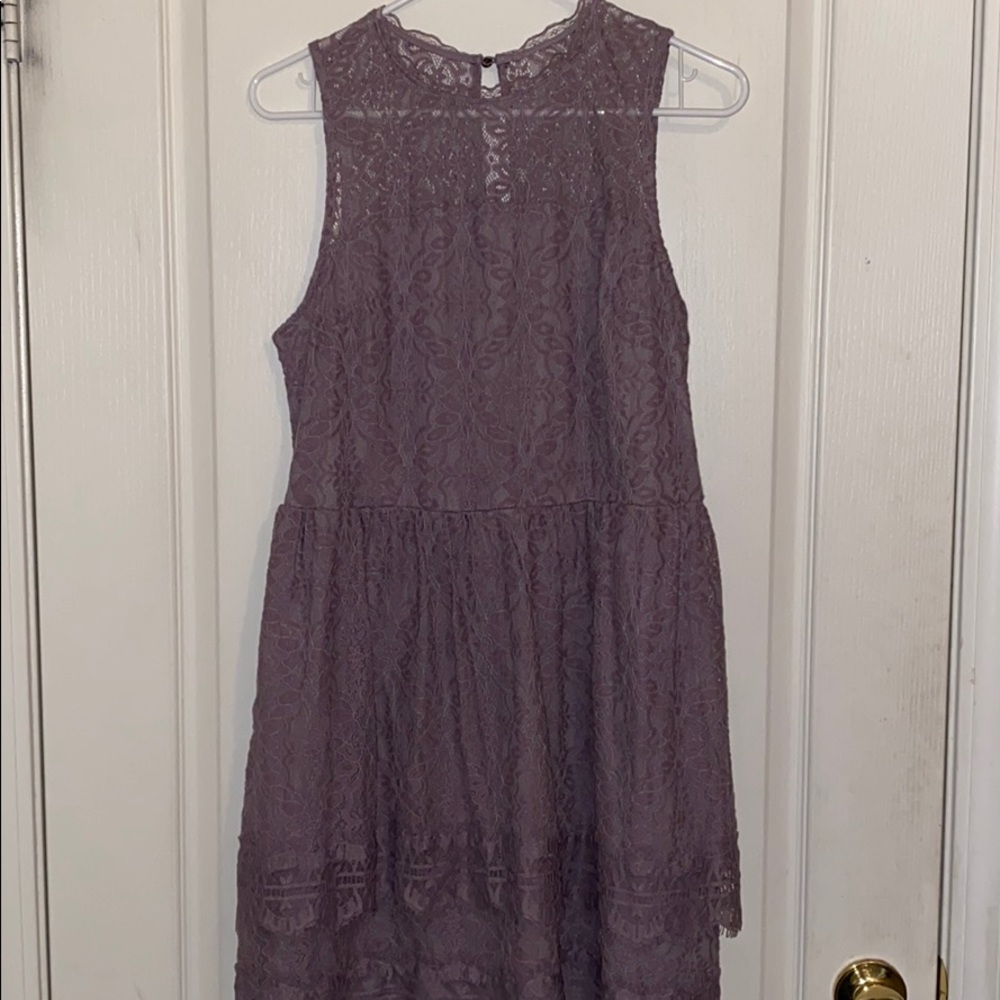 Dusty Purple Lace Overlay Dress